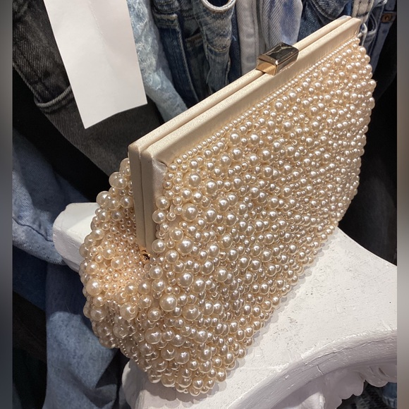 Samiras pearl beaded frame Evening formal clutch bag - Picture 4 of 6